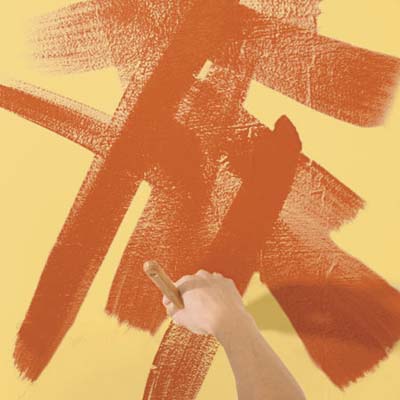 how to paint a color wash step three: spread the paint out with random brush strokes