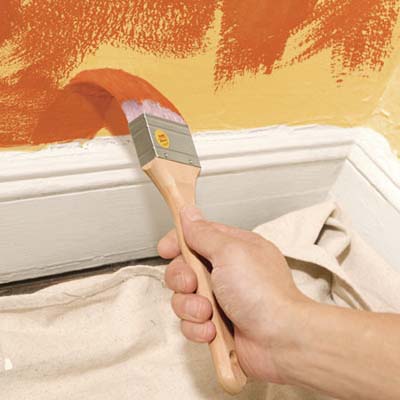 how to paint a color wash step four: cut in the corners and the edges of the area being painted