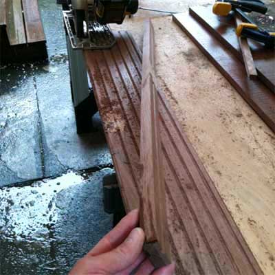 rip four strips from one of the boards for trim to Build a Hairpin-Leg Coffee Table
