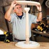 pinpoint center on each wood round