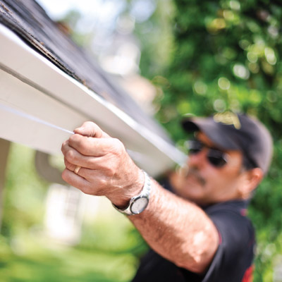 setting the pitch for installing half-round gutters