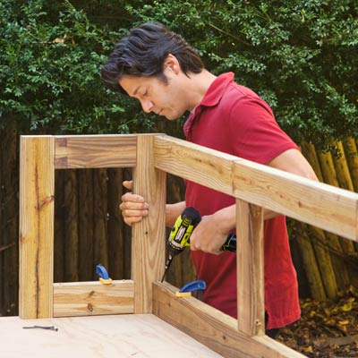 Mark Powers joins the assemblies for the planter frame