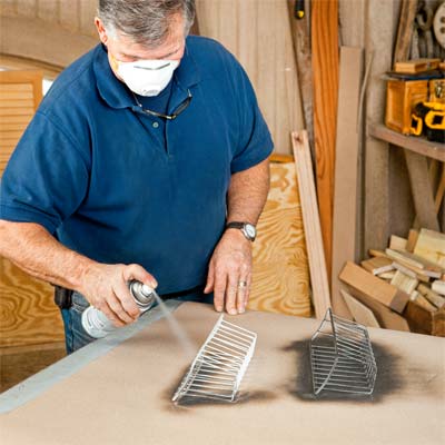 Paint the Wire Baskets to build a wall-mounted coatrack