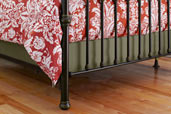 bed with box spring covered in fabric for upholstered look