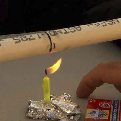 lit birthday candle heats up piece of PVC