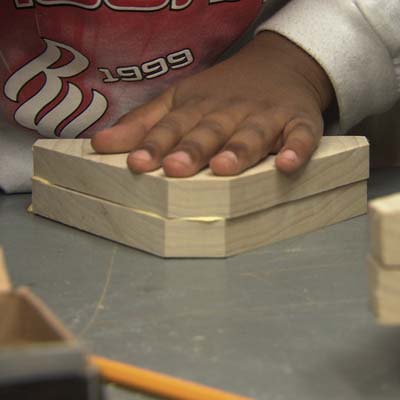 wood glue, stilts, nailing together