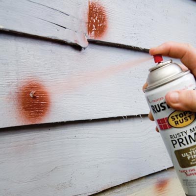 spray exposed nailheads with metal primer