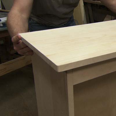 Set finished top into place