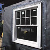 installed window with a gap