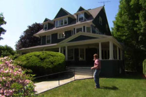 Kevin O'Connor on the Newton house project front lawn