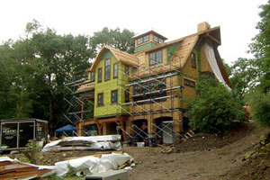 exterior construction at the Weston house project