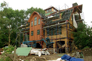 exterior construction at the Weston house project