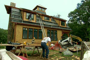 exterior construction at the Weston house project