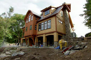 exterior construction at the Weston house project