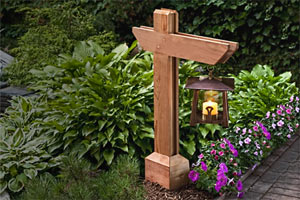 a finished garden pathway lamppost