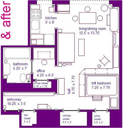 after floor plan of studio apartment